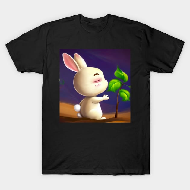 bunny take care of saplings T-Shirt by cloudart2868